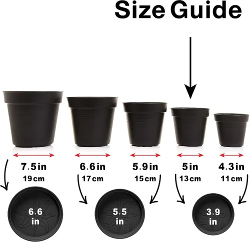 Miniatura 5 de Mintra Home - Paquete de 4 macetas de jardín (color gris, 13 cm/5 pulgadas de diámetro) para flores, hierbas, plantas, interior, exterior