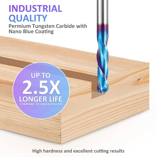 Miniatura 4 de HQMaster Broca de nariz de bola de enrutador de corte ascendente de 1/4 pulgadas de vástago de carburo sólido Broca de enrutador CNC