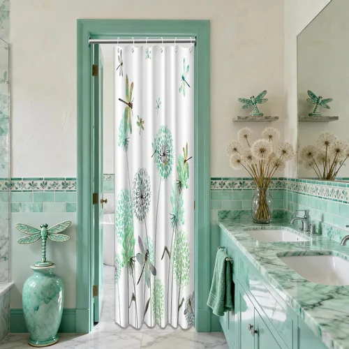Miniatura 90 de Cortina de ducha floral para primavera y verano, flores silvestres, flores y mariposas, decoración de baño, tela impermeable con ganchos, 70