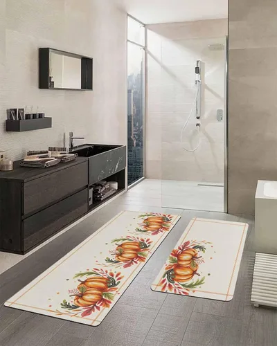 Miniatura 2 de Tapete de baño con acuarela de calabaza, antideslizante, de secado rápido y absorbente, de tierra de diatomeas, para fregadero de cocina, lavable
