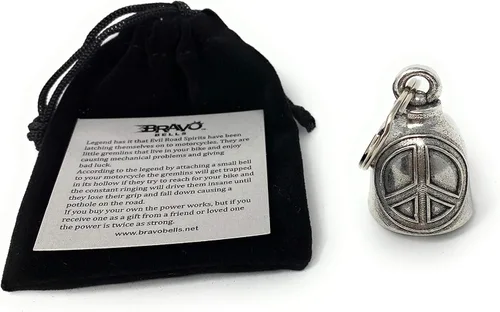 Miniatura 3 de Bravo Bells Campana con signo de paz, accesorio o llavero para la buena suerte en la carretera, plateado