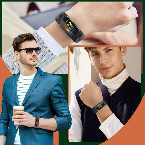 Miniatura 7 de enkic Bandas elásticas de nailon compatibles con Fitbit Charge 5, paquete de 4 correas elásticas suaves y ajustables, transpirables, correa