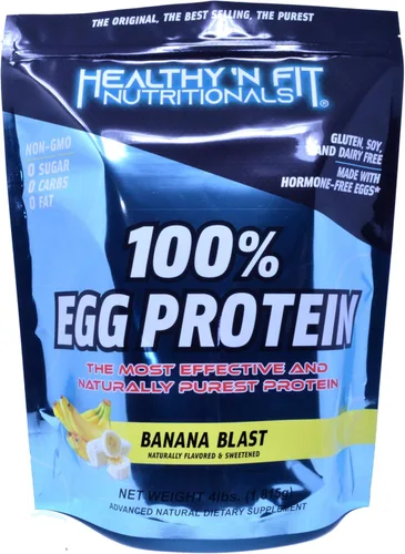 Miniatura 3 de Healthy 'N Fit 100% proteína de huevo- Explosión de plátano (4 lb): 100% proteína de clara de huevo. Cero lactosa, cero azúcar.- Aislamiento