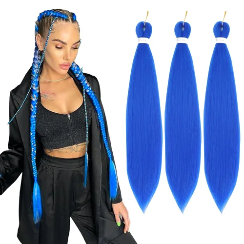 Miniatura 24 de Cabello trenzado preestirado de 26 pulgadas, 8 paquetes 1B, trenzas bohemias de ganchillo con textura Yaki suave para mujeres negras, no tóxico