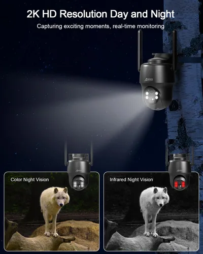Miniatura 6 de ANRAN Cámara de seguridad solar celular 4G LTE inalámbrica para exteriores, sin WiFi 2K, visión nocturna a color, vista en vivo de 360°, sensor