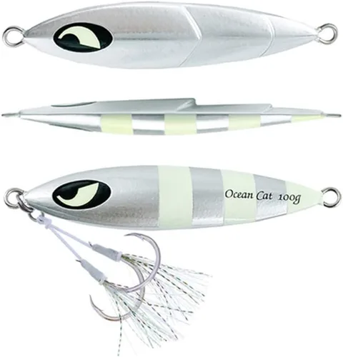 Miniatura 14 de OCEAN CAT 1 PC Señuelos de Pesca de Pitch de Caída Lenta Hundimiento Plomo Metal Jigs Planos Cebos de Jigging con Anzuelo para Pesca en Agua Salada