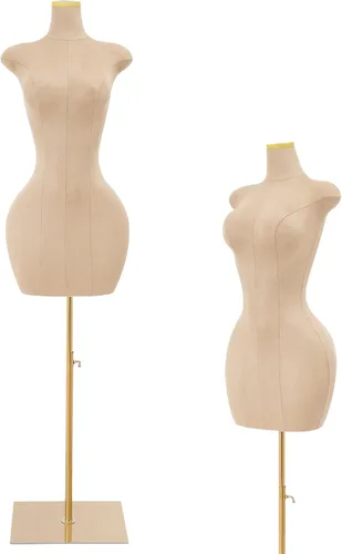 Miniatura 11 de Torso de maniquí femenino Forma de vestido de cuerpo ajustable Forma de vestido M-annequin para coser Altura ajustable de 59-83 pulgadas