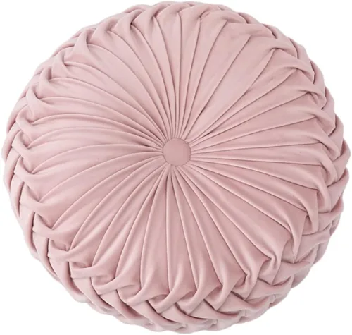 Miniatura 7 de Baiyuruodie Cojín redondo de terciopelo para sofá, cama y dormitorio, cojín decorativo (38cm, naranja)