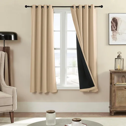 Miniatura 33 de Rutterllow - Cortinas 100% opacas, paneles de cortina con ojales, aislamiento térmico y bloqueo de luz para habitación y sala de estar