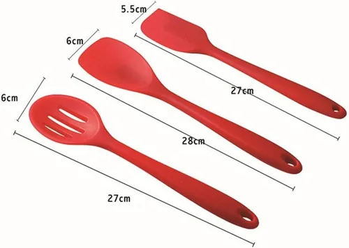 Miniatura 5 de Juego de utensilios de cocina, 10 utensilios de cocina de silicona, utensilios de cocina antiadherentes, espátula, cucharón, batidoras, pala, Rojo