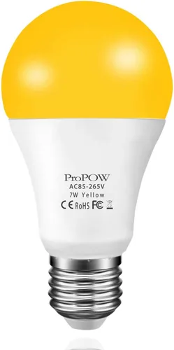 Bombillas amarillas para insectos, del atardecer al amanecer, LED de 7 W, equivalente a 40 W, A19, encendido y apagado automático inteligente, 580