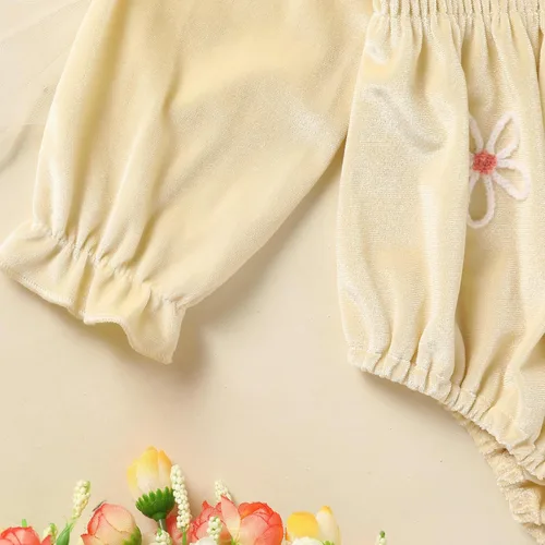 Miniatura 20 de GRNSHTS Ropa de primer cumpleaños para niña de terciopelo de un año de edad, mameluco de manga larga + diadema, 2 piezas de trajes de pastel
