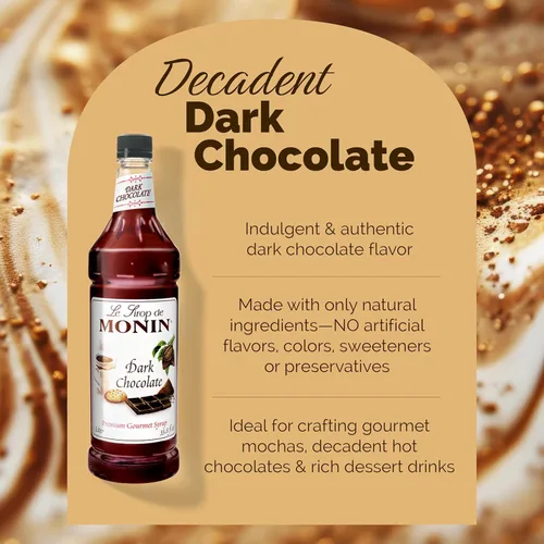 Miniatura 4 de Monin - Jarabe de chocolate negro Jarabe prémium para cócteles, bebidas calientes, batidos y más Etiqueta limpia, sin sabores artificiales, sin