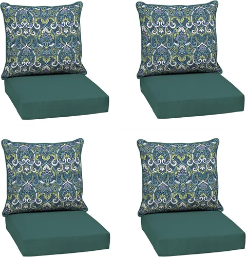 Miniatura 46 de Arden Outdoor Deep Seat Cushion Set, 24 x 24 pulgadas, Cojín para patio resistente al clima, a la lluvia y a la decoloración para silla, sofá y sofá