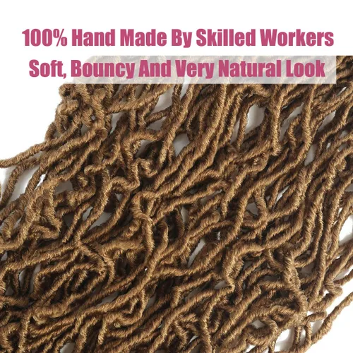Miniatura 4 de Paquete de 7 rastas suaves de 24 pulgadas, color marrón claro, 27 rastas sintéticas preenrolladas, súper ligeras, trenzas de pelo sintético