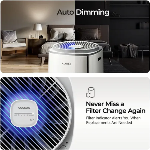 Miniatura 7 de CUCKOO Purificador de aire True HEPA para habitaciones grandes de hasta 2,256 pies cuadrados, filtro avanzado de 5 etapas con luz UV-C y carbón