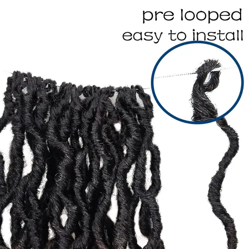 Miniatura 4 de 6 paquetes de cabello sintético suave de ganchillo de 3 tonos Ombre Goddess Locs ganchillo para mujeres negras, extensiones de cabello de rastas 1b