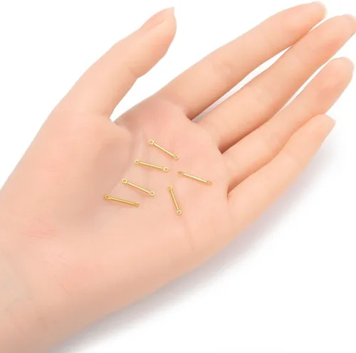 Miniatura 2 de Adabele - 200 piezas de latón crudo con 2 agujeros de barra de 0.59 pulgadas (0.591 in), conector geométrico fino sin placa/sin recubrimiento