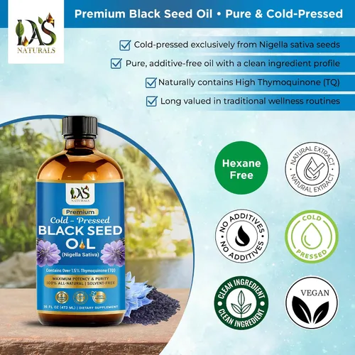Miniatura 8 de Aceite de semilla negra prémium prensado en frío, sin refinar, Nigella Sativa sin refinar, alta timoquinona y Omega 3 6 9, mejor para inmune