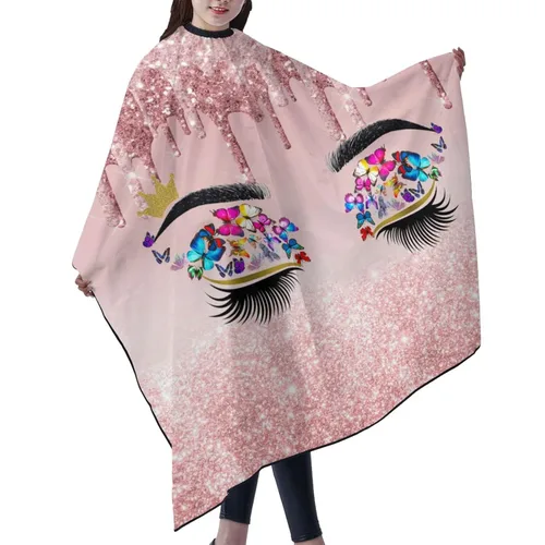 Miniatura 2 de Cabo de peluquero Hello Glitters Gorgeous Lash Pink Salon Delantal de corte de pelo, Cabo de peluquería Kits para mujer, 55 x 66 pulgadas