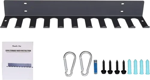 Miniatura 7 de Estante de Almacenamiento para Gimnasio en Casa, Estante para Barras Extra Largo de 23 Pies, Organizador de Cuarto de Pesas de 11 Puntas, Estante