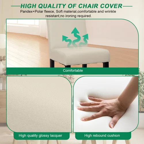 Miniatura 5 de PayLessHere Juego de 4 sillas de comedor de diseño elegante y moderno, tapizadas de tela, color beige