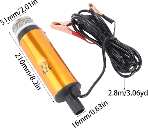 Miniatura 3 de Bomba sumergible eléctrica, bomba de sumidero eléctrica, bomba de transferencia de agua portátil Mini 12V 2.008 in DC 30L/min para agua de queroseno