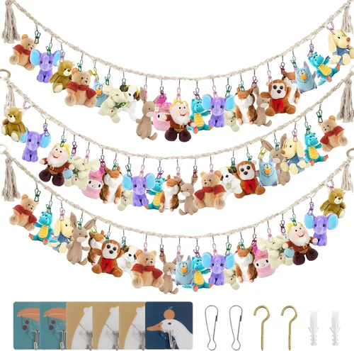 Organizador de exhibición de cadena de juguetes de peluche, organizador de juguetes fuerte, cadena de almacenamiento, soporte de juguetes de peluche