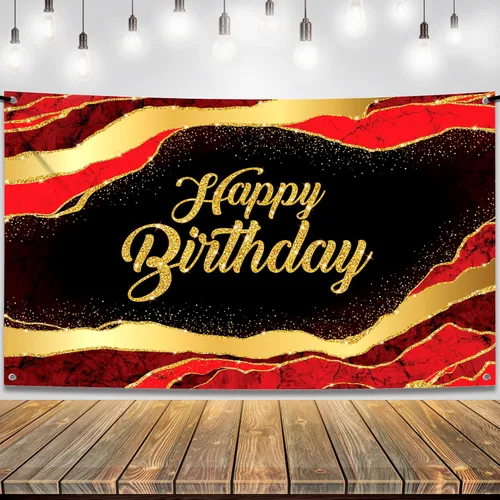 Miniatura 11 de KatchOn, Cartel de feliz cumpleaños rojo y negro - Xtragrande 72 x 44 pulgadas Cartel de fondo para decoraciones de feliz cumpleaños
