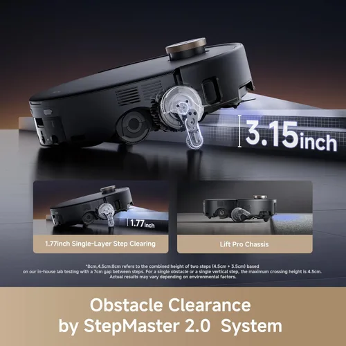 Miniatura 6 de Mova Z60 Ultra Roller - Robot aspirador y trapeador completo, succión de 28,000 Pa, cruce de obstáculos de 3.14 pulgadas, AutoShield para protección