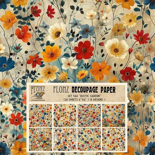 Miniatura 11 de Decoupage - Paquete de papel (24 hojas de 6 x 6 pulgadas), patrón de flores de neón FLONZ, papel de estilo vintage para decoupage, manualidades