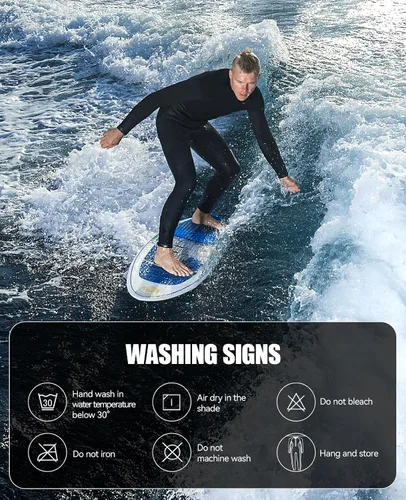 Miniatura 6 de Niksa Men Wetsuit 3/2mm, SBR Neoprene Full Wet Suit YKK Back Zip for Surfing Swimming Diving Water Sports Negro