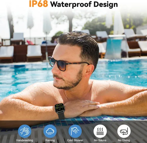 Miniatura 5 de Reloj inteligente para hombres y mujeres, rastreador de ejercicio: resistente al agua, respuesta de llamadas Bluetooth, haz relojes inteligentes