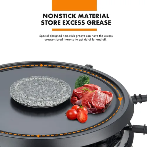 Miniatura 5 de GIVENEU Juego de olla de fondue eléctrica con parrilla para barbacoa, olla de fondue de 600ml con 8 tenedores y raclette eléctrica, termostatos