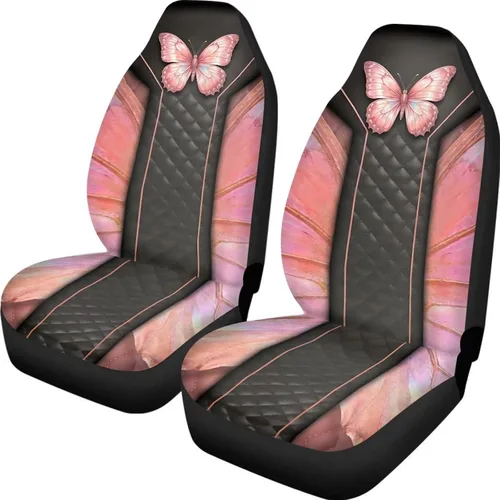 Miniatura 23 de UNICEU Juego de 2 fundas de cojín para asiento de automóvil, diseño de calavera gótica negra, lavable, accesorios interiores antideslizantes