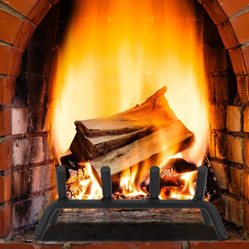 Miniatura 8 de Rejilla de chimenea de 14 pulgadas resistente – Soporte para troncos de chimenea Rejilla de hierro fundido Estante para estufa de leña Bandeja