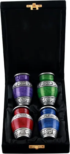Miniatura 4 de Urnas pequeñas metálicas con diseño de grabado, urna de cremación para hombres y mujeres, juego de 4 mini urnas, urna de recuerdo para cenizas