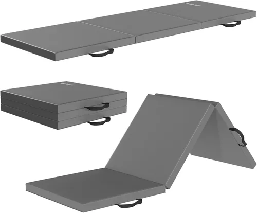 Miniatura 10 de Fitvids Esterilla de gimnasia plegable para hacer ejercicio, 2 x 6 x 2 pulgadas, con asas de transporte, de alta densidad, antidesgarros, portátil