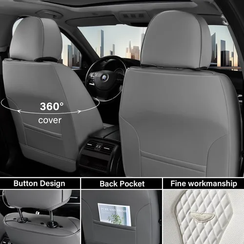 Miniatura 4 de Coverado - Fundas para asientos de auto, impermeables delanteras, de piel sintética, cojín de asiento, protector de asiento del conductor, ajuste