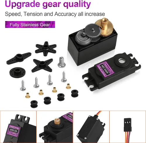 Miniatura 2 de Paquete de 6 motores servo digitales de par de engranajes metálicos MG996R 55g para helicóptero RC, auto, barco, robot de Futaba JR