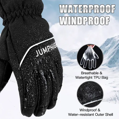 Miniatura 3 de JUMPHIGH Winter Gloves, Waterproof Thermal Gloves, Cold Weather Gloves, Men's Snow Gloves, Warm Gifts for Women and Men