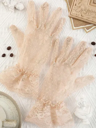 Miniatura 7 de SATINIOR Women's Lace Gloves Bow Floral Bridal Wedding Gloves for Tea Party Summer Prom Costume Accessories