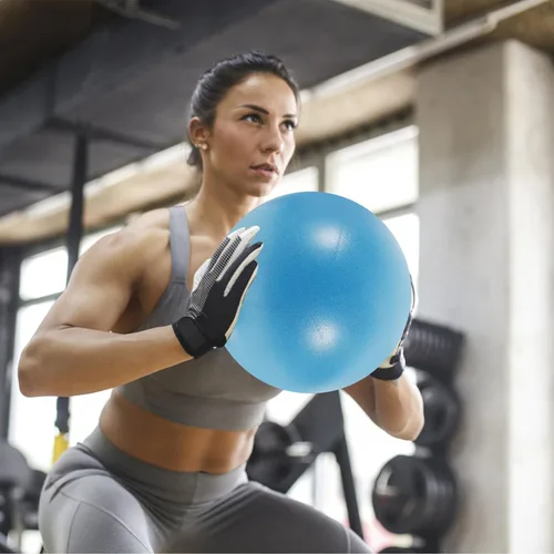 Miniatura 9 de iplusmile Pelota de ejercicio pequeña de Pilates de 9 pulgadas, pelota de entrenamiento para el hogar, fitness, yoga, terapia física con superficie