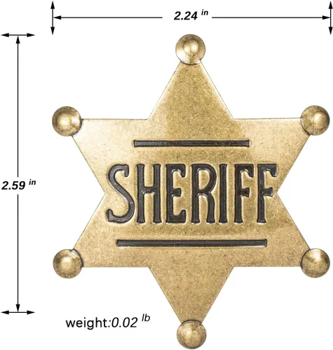 Miniatura 7 de Insignias del sheriff de marca, insignia del sheriff del metal para las niñas y adultos, insignia del chaleco de la policía occidental, insignia