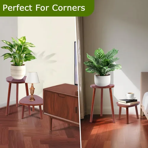 Miniatura 3 de Eocogup Soporte para plantas de interior, paquete de 2 mesas individuales para interiores, soporte para maceta, estante multiusos para plantas