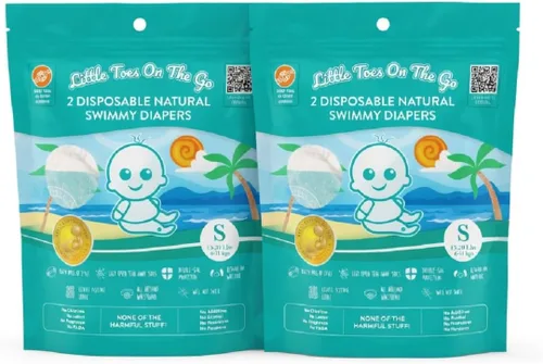 Miniatura 20 de Little Toes - Pañales de natación desechables naturales de alta calidad, talla 5 grande (26+ libras) (24 unidades) Pañales de natación desechables