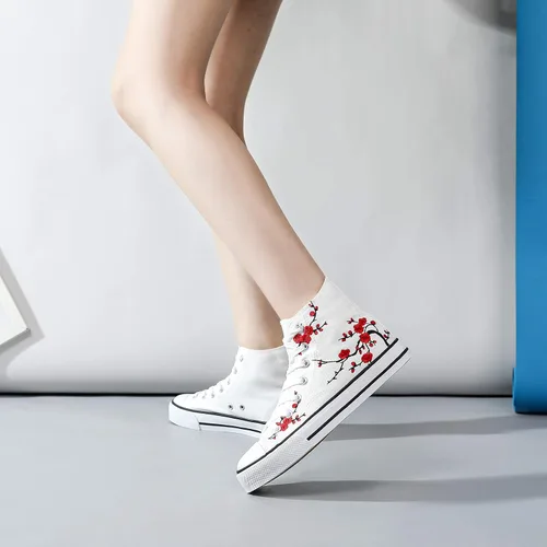 Miniatura 5 de kufeiti - Tenis de lona de alta calidad para mujer, zapatos de lona con cordones, color blanco y negro, casuales, para caminar