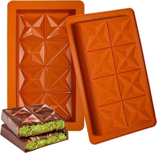 Miniatura 11 de Webake The Original - Moldes de barra de chocolate profundo, 2 unidades, moldes de barra de chocolate Dubai de silicona platino de 1 pulgada