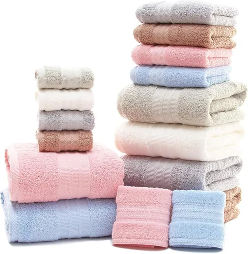 Miniatura 4 de Toallas de mano de algodón ultra gruesas, suaves y absorbentes para baño (azul, paquete de 2, 14 x 29 pulgadas), toallas multiusos para baño