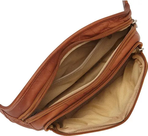 Miniatura 2 de Piel Leather Riñonera ovalada con cremallera múltiple, Saddle, Riñonera ovalada con cremallera múltiple